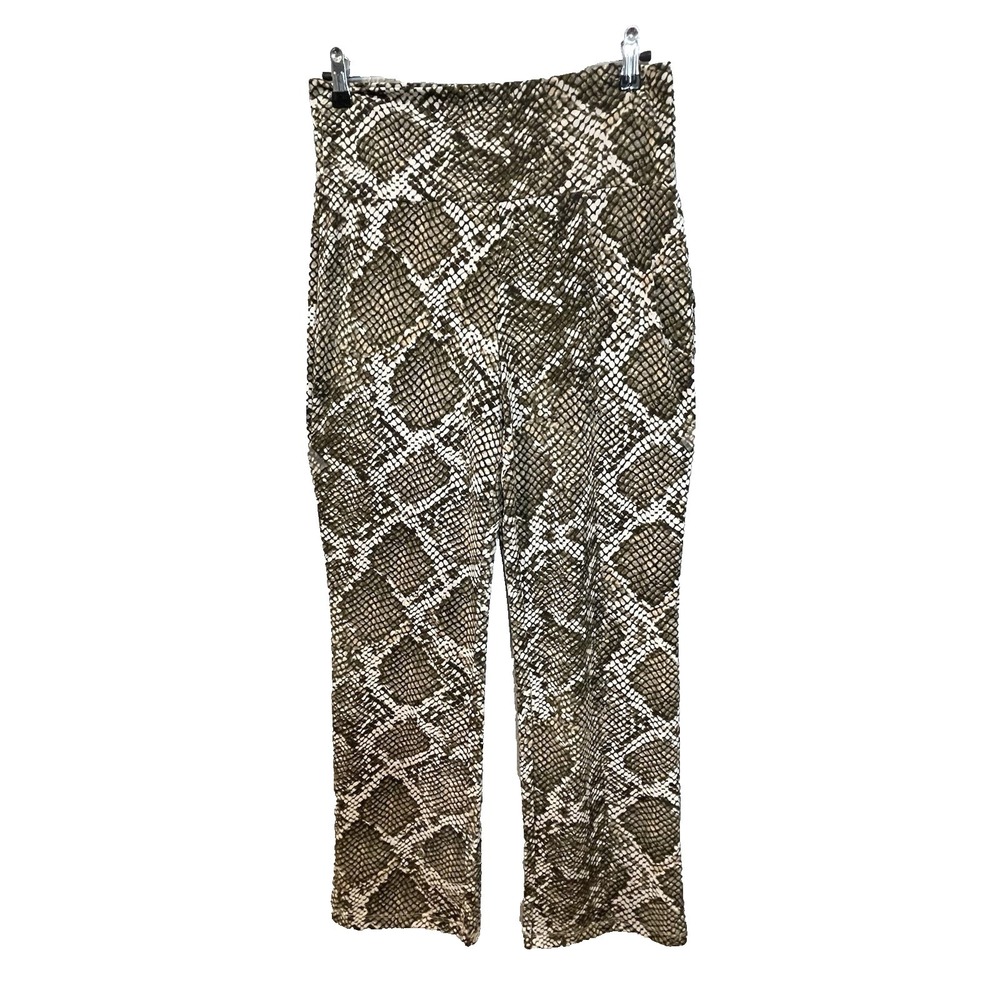 Catherine Malandrino Women M Snake Print Stretch Pull On Wide Leg High Rise Pant